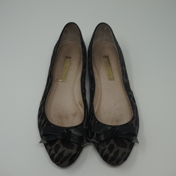Anthropologie Louise et Cie Mohair Black Leopard Print Ballet Flats - Picture 3 of 4